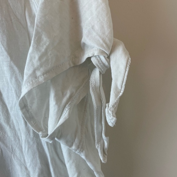 LOFT White T-Shirt with Ties on Sleeves, Circa 2010s, Size L - Picture 2 of 4